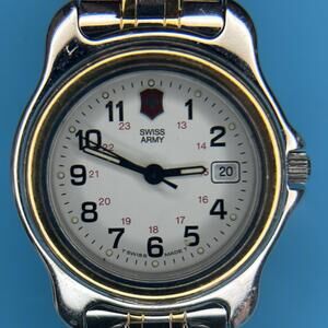 Victorinox Swiss Army Officer Watch Women 32mm White Dial Steel Date New Batt